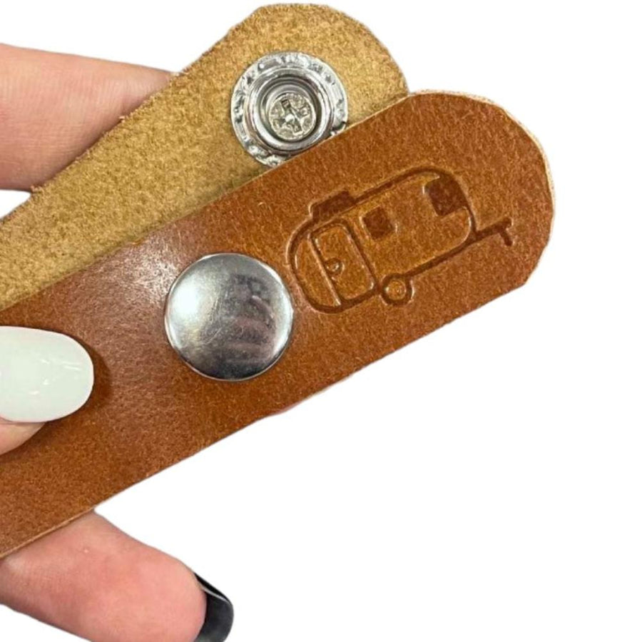 Leather Curtain Strap with Snap and Trailer Icon