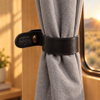 Leather Curtain Strap for Airstream Trailers with Split Bath or Single Curtain