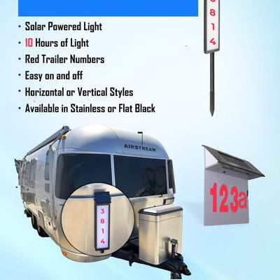 Lightweight Solar Powered 5 Number BRN Light for Airstream Trailers